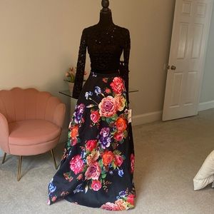 Two piece long sleeve formal gown NWT